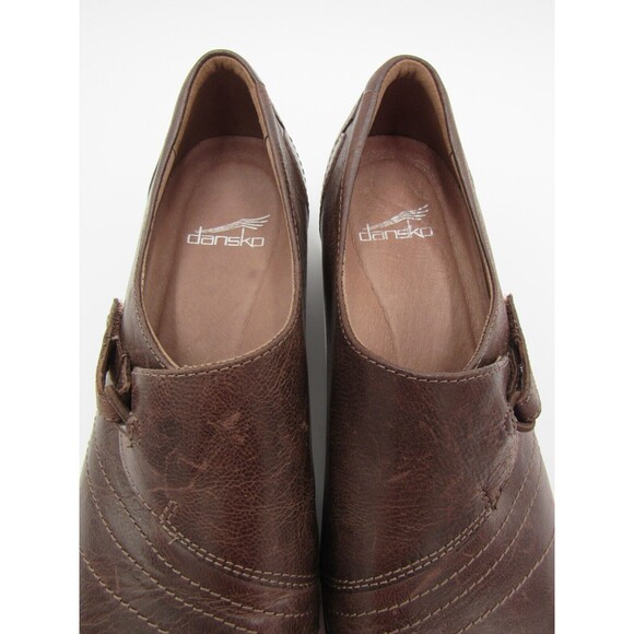 Dansko Women's 7.5 Franny Loafer Chocolate Burnished Calf Brown Size 38 Clogs - Picture 5 of 14